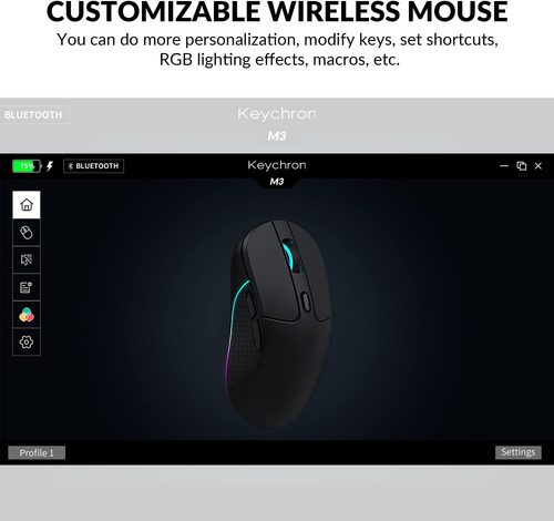 Mouse Sem Fio Keychron M3, Sensor Paw3395 Com Botão De Macro