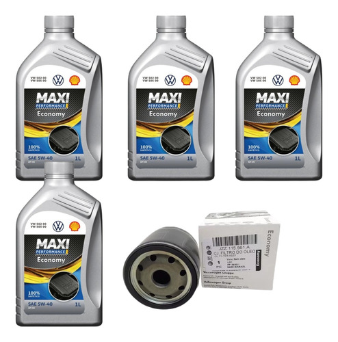 Kit Óleo Shell Maxi 5w40 502 00 + F. De Óleo Original Vw 