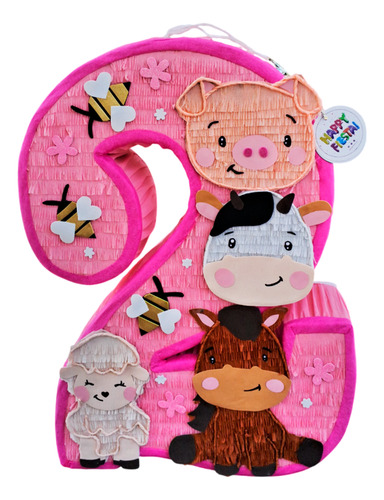 Piñata Premium 70 Cm Número A Elegir (1 Al 9) Personalizada Animales De La Granja
