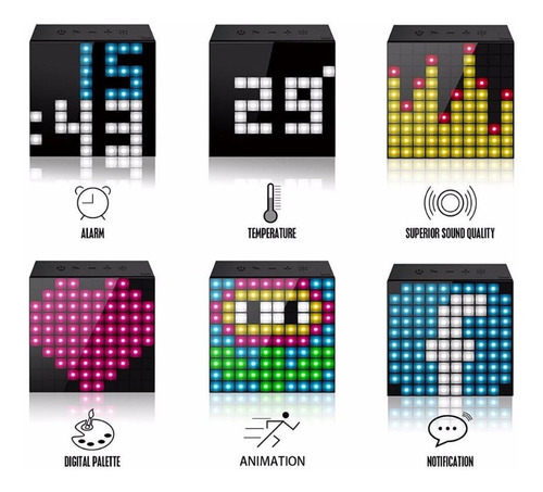 Parlante Bluetooth Portátil Divoom Timebox Para iPhone Android Color Negro