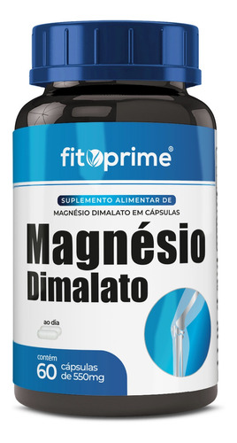 Frasco de dimalato de magnesio Fitoprime, 60 cápsulas de sabor neutro de 550 mg