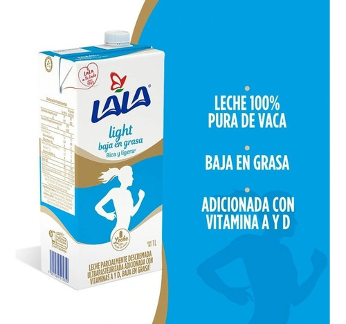 Caja Leche Lala Light Ligera 12 Pzas 1l Ultrapasteurizada
