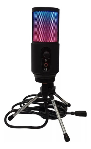 Microfono Usb Condenser Rgb Led Mc380 Huguel Con Acsesorios 