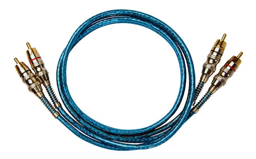  Cabo Rca Azul Corzus 1 Metro Duplo Blindado Conector Ouro