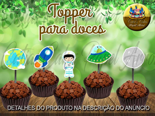 50 Topper Tags Para Doces Astronauta Espaço