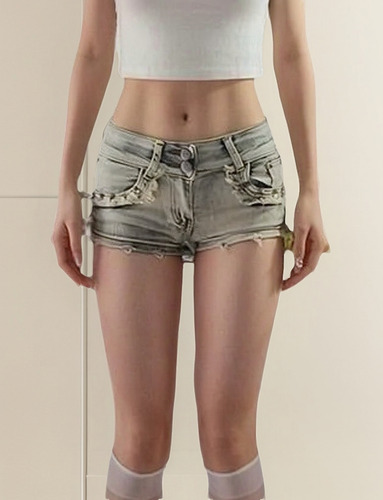 Shorts Ajustados Elásticos De Talle Bajo Que Cubren La