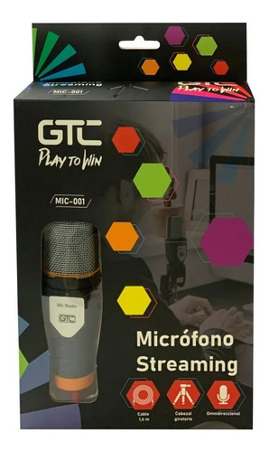 Imagen 6 de 6 de Micrófono Streaming Gtc Con Tripode Desmontable Mic-001 Color Negro