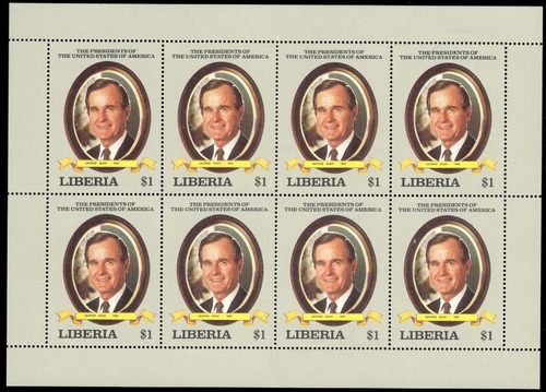 Liberia - George Bush - Plancha Mint - Scott #1113 Año 1989