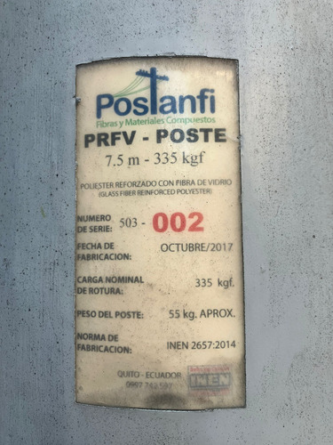 Columna Poste D Poliester Reforzado Con Fibra De Vidrio 7.5m