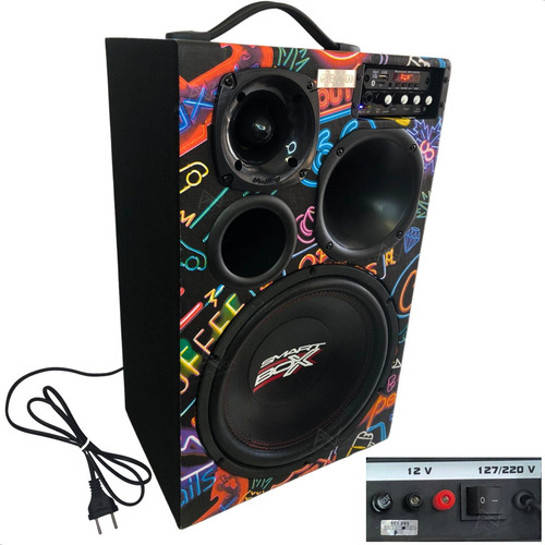 Caixa De Som Trio Ativa Bluetooth 12v Bivolt Amplificada Sub
