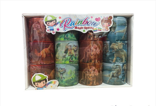 Rainbow Dinosaurios Resorte Mágico Niños 12 Pzs Liquidación 
