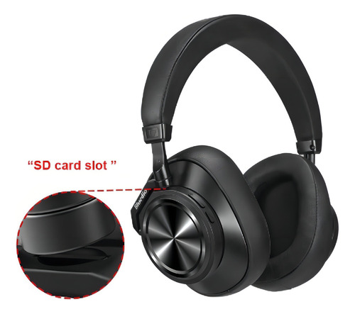 Auriculares Bluetooth Bluedio T7 Plus, ranura para tarjeta SD de color negro