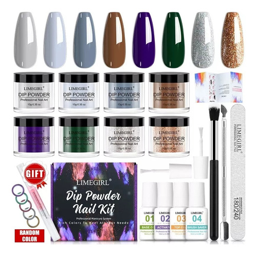 Kit De Iniciación Para Uñas Rednee Dip Powder Con 8 Colores