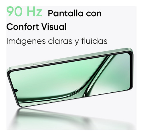 Realme Note 60x, doble SIM, verde, 128 GB de almacenamiento, 4 GB de RAM, 4G/LTE, LCD IPS de 6,74 pulgadas, batería de 5000 mAh, juegos y teléfono móvil resistente.