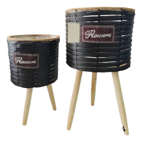 Pack 2, Macetero Tejido Porta Maceta Rustico 82x45/69x35 Cm