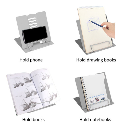 Imagen 4 de 10 de Atril Para Libros, Metal, Altura Ajustable, Ángulo