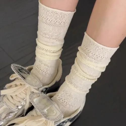 2 Pares De Calcetines De Verano Con Encaje Hueco En Forma De