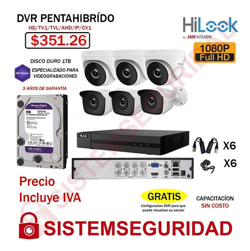 Imagen 5 de 10 de Kit 2 4 6 8 16 Cámaras De Seguridad 1080p Hilook