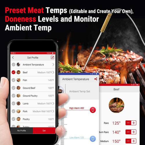 Termometro Bluetooth Thermopro Tp-25 4 Sondas Cocina Carne