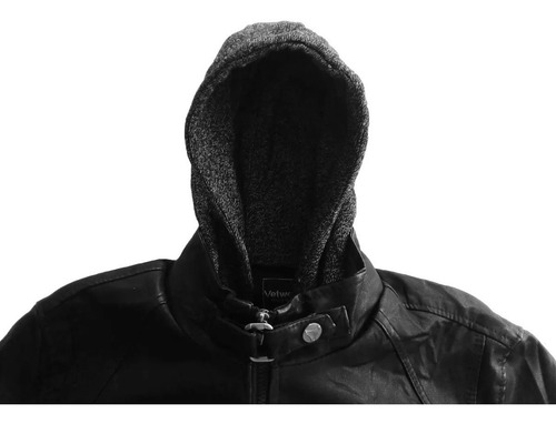 Jaqueta De Couro Masculina Slim - Capuz Pronta Entrega