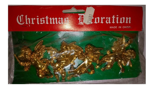 Adorno Navideño Navidad Colgante Angel Dorado Oro X4 Dorado