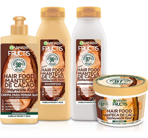 Kit Garnier Fructis Hair Food Cacao Rutina Completa, 1250 Gr