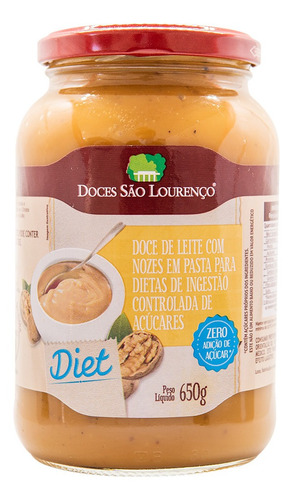 Imagem 1 de 1 de Doce De Leite Com Nozes Diet 650g Doces São Lourenço