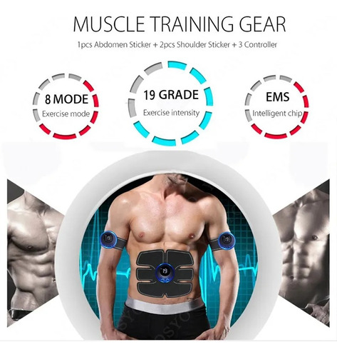 Estimulador Muscular Recarregavel Choque Abdominal + Display