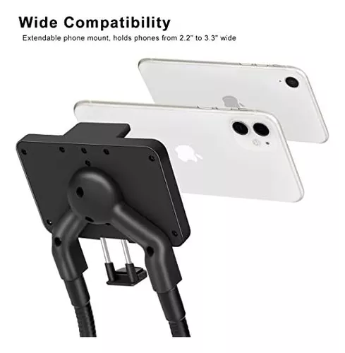 Soporte universal inteligente para teléfono móvil, colgante en el cuello,  soporte flexible perezoso, rotación libre para múltiples funciones (negro)