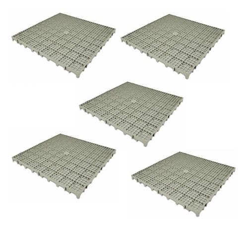 Piso Plástico Cinza 50x50 - Kit 05 Peças