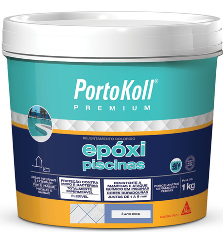 Rejunte Epóxi Piscina Portokoll 1kg Azul Royal