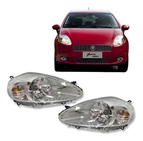 Imagem 1 de 7 de Par Farol Cromado Fiat Punto Essence 2010 Novo Original