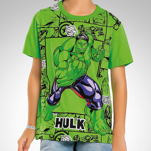 Camiseta Avengers Infantil Manga Curta Fakini 02569 Tm 4à 10