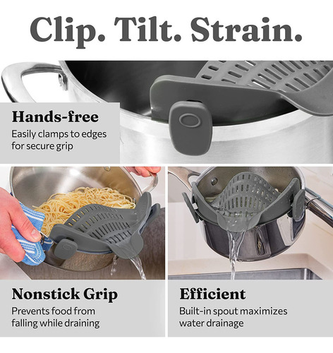 Colador De Pasta De Silicona Con Clip Para Ollas, Sartenes Y