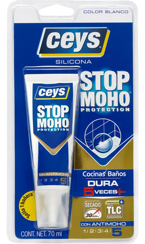 Silicona Sellador Stop Moho Ceys Cocinas Y Baños Blanco 70ml