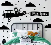 Comprar Vinilos Decorativos Infantil Avion Grande Nombre Nubes 