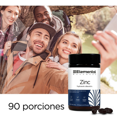 Zinc Elemental Wellness | 90 Capsulas | 500 Mg C/u Sabor Sin sabor