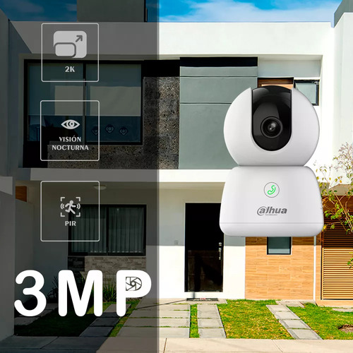 Cámara Wifi Dahua Technology Dh-ipc-h3bp-0360b, 3 Mp, Panorámica De 0° A 350° E Inclinación De -5° A 80° Vision Nocturna 10mts Ir Con Memoria Microsd De 128gb