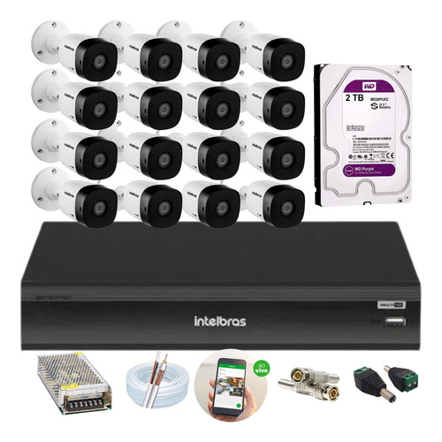 Kit Intelbras 16 Vhl 1220b Full Hd Dvr 16ch Imhdx 3116 C/2tb