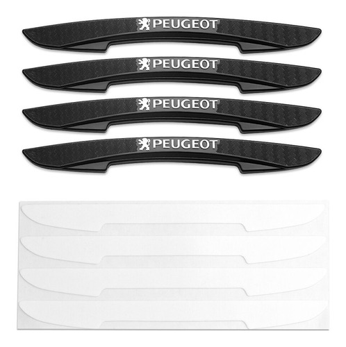 Set Protector Goma Puerta Retrovisor Auto Emblema Peugeot