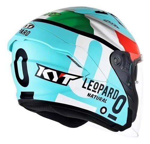 Capacete Kyt Nf-j Dennis Foggia Leopard Aberto Óculos Solar Cor Azul-turquesa Tamanho Do Capacete Xl - Gg