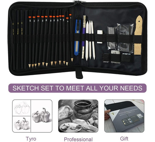 Imagen 5 de 5 de Kit De Dibujo Profesional + Estuche 34 Piezas