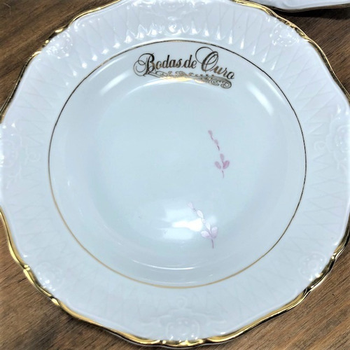 Imagem 5 de 5 de Kit 2 Prato Fundo Lady Bodas De Ouro 50 Anos De Casamento
