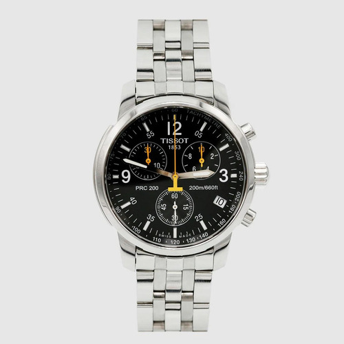 Relógio Tissot Prc 200 Mod 1853 Fundo Preto Aço Inox Prateado Prateado Preto