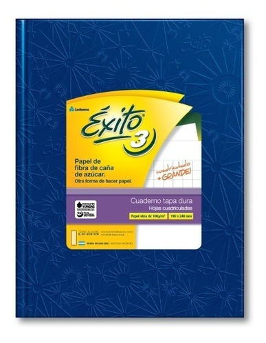 Imagen 1 de 1 de CUADERNO TAPA DURA E3 (19X24) ÉXITO FORRADO AZUL 48 HOJAS CUADRO GRANDE, 100 G/M2