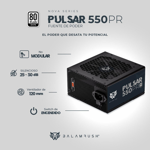 Fuente De Poder Balam Rush Atx Pulsar 550w 80 Plus Negro