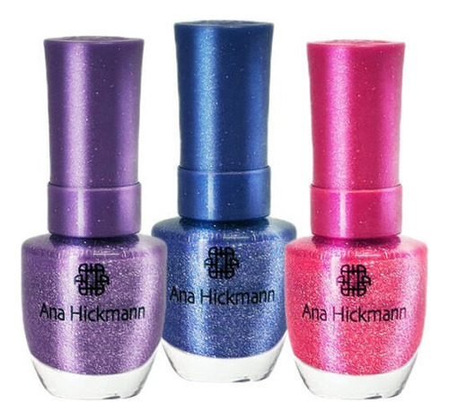 Kit 3 Esmaltes Glitter New Fashion Color Ana Kichmann