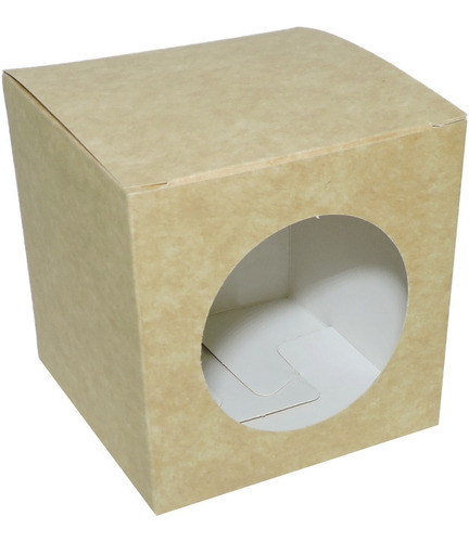 Caja Para Taza Taz3 C/ Ventana X 10u Packaging Blanco Madera