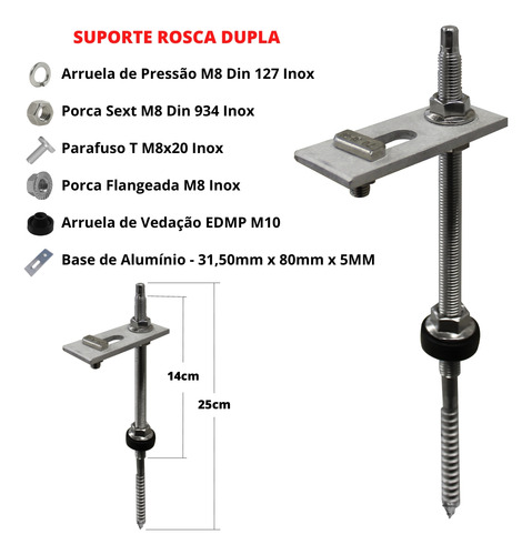 Kit Suporte 04 Placas Solar Estrutura Viga Madeira 4,80m