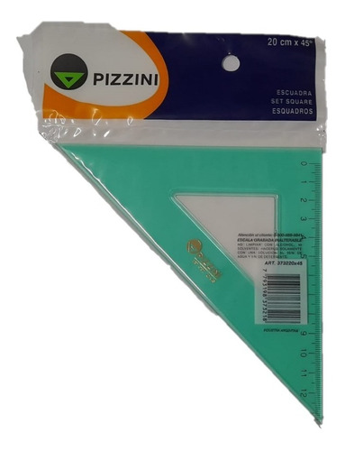 Escuadra Pizzini 3732 20cm 45° Acrilico Verde Dibujo Tecnico